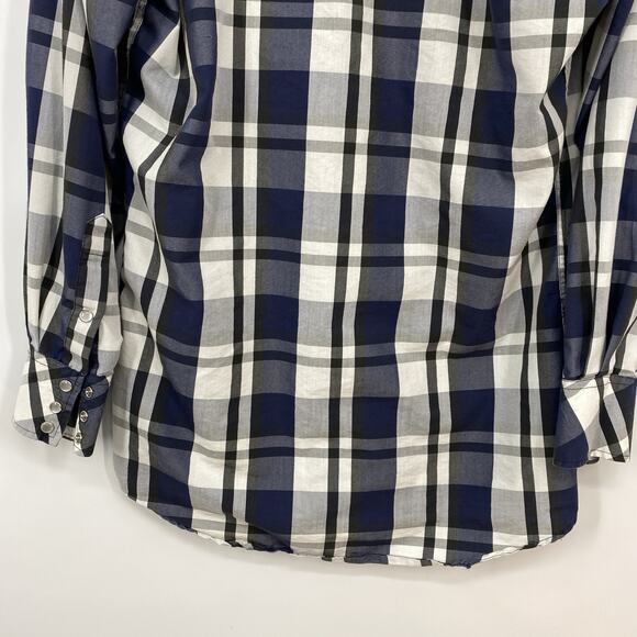 Flying Hoss Pearl Snap Shirt Men size Medium Plaid Long Sleeve Western Ranch - Picture 9 of 11
